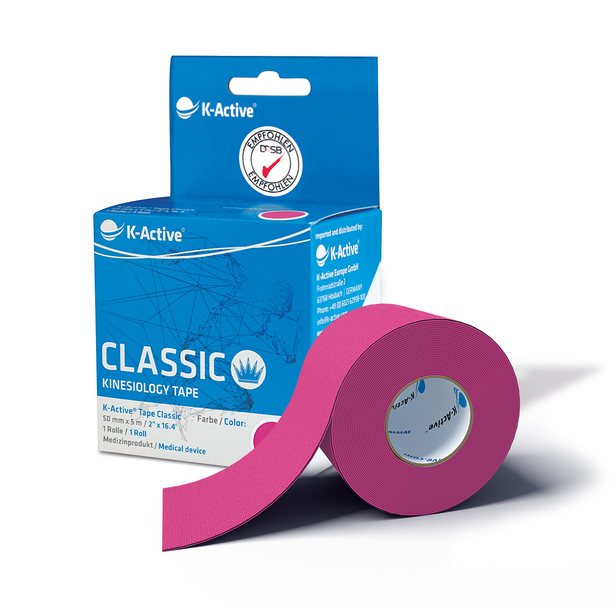 Kactive_Tapeverpackung_Classic_1er_Pink_mitRolle